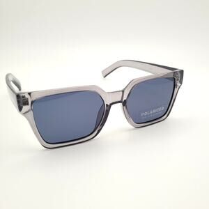 Gray Angular Rectangle Sunglasses Oversized Statement Shades New Polarized